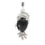Silver Parrot Gemstone Pendant for DIY Making Jewelry #SP1764-Bird Animal Charms
