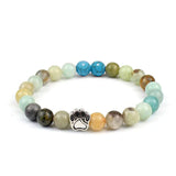 Natural Stone Stretch Beaded Bracelet with Turquoise Accent & Heart Charm Chakra Energy Healing Elastic Bracelet for Women Stacking Jewelry