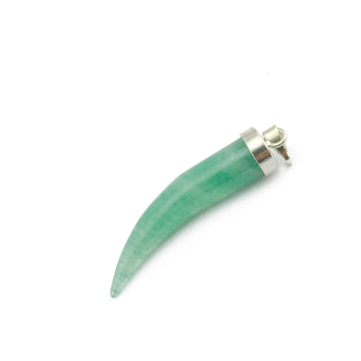 Silver Cap Wolf Tooth Shaped Natural Gemstone Pendant, Curved Claw Chakra Healing Crystal Charm for DIY Leather Cord Necklace Making