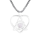 Stainless Steel Celtic Knot Heart Necklace Gemestone Triquetra Symbol Pendant - Eternal Love Spiritual Jewelry for Women & Men