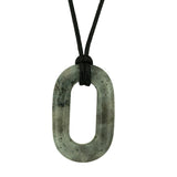 Natural Crystal Oval Ring Necklace, Solid Gemstone Open Center Token Pendant, Meaningful Minimalist Everyday Protection Talisman Gift