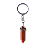 Natural Hexagonal Crystal Point Keychain, Silver Plated Wrap Chakra Healing Gemstone Keyring, Reiki Crystal Stone Charm Key Chain Gift by JOYA GIFT