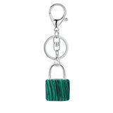 Natural Lock-Shaped Crystal Keychain Good Luck Charm for Women Jewelry Making