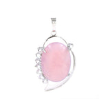Oval Natural Crystal Leaf Pendant for Making Jewelry Chakra Reiki Healing Stone Jewelry for Women, Multiple Gemstone Selection