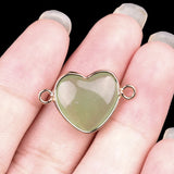 13MM Gemstone Heart Pendant Connector for Making Jewelry Wrapped Gold Plated