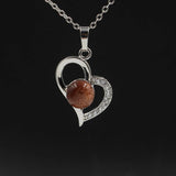 Heart Pendant Necklace, Hollow Love Shape Zircon Inlaid Crystal Bead Chain Necklace, Elegant Women Jewelry Gift