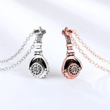 Rose Gold Headphone Couple Necklace, Split Design Music Lovers Pendant, Valentine’s Day Jewelry Gift