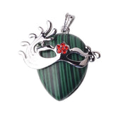 Vintage Carnival Mask Natural Teardrop Gemstone Pendant, Silver Plated Masquerade Mask Crystal Charm, Multi‑Variety Healing Stone Pendant for Handmade Necklace Craft Supply