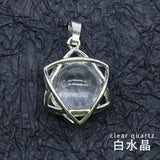 Star of David Natural Crystal Stone Pendant, Merkaba Hexagram Round Gemstone Chakra Reiki Healing Pendant Necklace Jewelry for Women Men Gift
