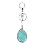 Handmade Wire Wrapped Teardrop Gemstone Pendant Keychain #KC1752
