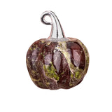 20MM Gemstone Pumpkin Pendant Ornament Handmade Craved Crystal Charm with Silver Bail for Halloween & Fall DIY Jewelry