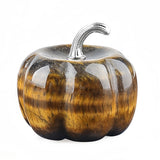 30MM Hand Carved Natural Stone Pumpkin Statue Rose Quartz Tiger Eye Crystal Pumpkin Halloween Harvest Decor Wholesale