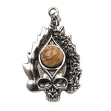 Dark Culture Silver Skull Fire Charm • Vintage Biker Flame Skeleton Replacement Pendant • Unisex Rocker Hip Hop Halloween Jewelry Gifts