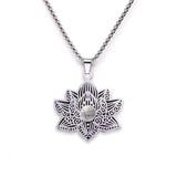 Stainless Steel Vintage Link Chain Custom Jewelry Bohemian Style Lotus Flower Jewelry for Women Necklace