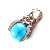 Rose Flower Bezel Round Natural Gemstone Pendant, 16mm Sphere Crystal Silver‑Tone Alloy Charm for Necklace Jewelry Making