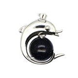 Ocean Serenity: Handcrafted Natural Stone Dolphin Pendant • Healing Crystal Marine Animal Totem • Silver Plated Jewelry Gift