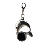 Bohemian Silver Marine Dolphin Key Ring • Cute Sea Animal Crystal Sphere Holder Charm • Unisex Beach Summer Theme Key Holder Clip Gift