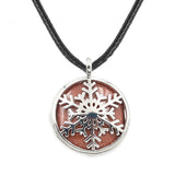 Pure Snowflake Crystal Pendant Necklace, Holiday Xmas Blessing Natural Stone Necklace Gift for Women & Girls