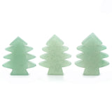 40-42mm Natural Green Aventurine Christmas Tree Carving, Hand-Carved Crystal Decor for Holiday & Home