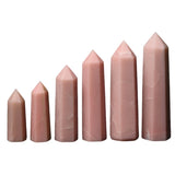 Hot Sale Multi-Sized Pink Opal Stone Charms Hexagonal Pillar Decoration Home Office Ornament Tower Stone Crafts DIY Gift