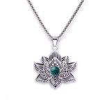 Stainless Steel Vintage Link Chain Custom Jewelry Bohemian Style Lotus Flower Jewelry for Women Necklace