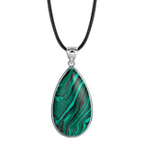 Silver Plated Bezel Set Teardrop Natural Gemstone Pendant, Multi‑Variety Water Drop Crystal Stone Pendant DIY Necklace Jewelry Accessory