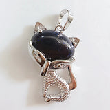 Natural Crystal Fox Pendant Necklace, Retro Turquoise & Multi-Gemstone Charm for Women & Girls