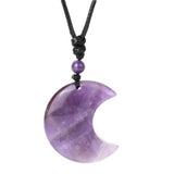 35MM Gemstone Crescent Moon Pendant Necklace Adjustable Rope for Women Men #SN1762
