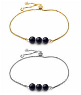 Dainty 3 Natural Chakra Gemstone Bead Bracelet Adjustable Slider Gold Plated Alloy Chain Crystal Bracelet Friendship Energy Healing Jewelry Gift