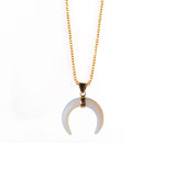 Polished Crescent Moon Horn Gemstone Pendant, Multi-color Natural Crystal Loose Charm for Necklace