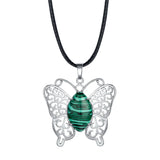 Butterfly Transformation Natural Crystal Pendants – Aesthetic Oval Gemstone Choker Necklace & Creative DIY Accessories