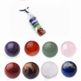 7 Chakra Natural Stone Spheres & Yoga Meditation Pendant Necklace Set # JH0094 Healing Crystal Ball Collection with Gift Box