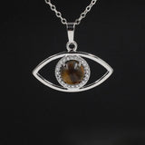 Choose your Gemstone Pendant with Chain evil eye symbol necklace Pendant 925 sterling-silver for women in size 18 inches