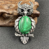 Spirit Wisdom Owl Healing Crystal Pendant | Natural Gemstone Antique Alloy Necklace for Reiki Meditation Birthday Gift