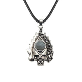 Dark Culture Silver Skull Fire Amulet Necklace • Vintage Biker Flame Skeleton Crystal Holder Pendant • Unisex Hip Hop Streetwear Jewelry