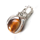 Rose Flower Bezel Round Natural Gemstone Pendant, 16mm Sphere Crystal Silver‑Tone Alloy Charm for Necklace Jewelry Making