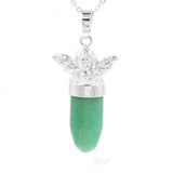 Angel Crystal Bullet Pendant Silver Plated Natural Stone Guardian Angel Charm for Reiki Chakra Necklace Making