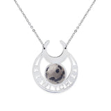 Stainless Steel Witch Moon Pendant Necklace - Triple Moon Goddess Symbol with Moonstone Style Gemstone - Wiccan Pagan Jewelry for Women & Men
