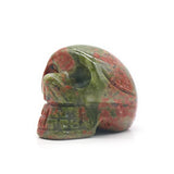 Halloween Skull Crystal Carving | Natural Unakite Healing Stone Figurine for Gothic Home Decor & Gift