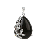 Natural Teardrop Crystal Pendant Necklace Silver Rhinestone Leaf Branch Gemstone Necklace for Women Healing Stone Jewelry Gift