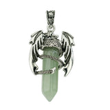 Mythical Flying Dragon Wrapped Quartz Point Pendant, Genuine Healing Stone Chakra Wand Charm, Wiccan Punk Spiritual Protection Jewelry Findings