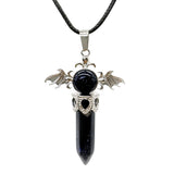 58×36mm Angel Wings Crystal Point Pendant | Natural Gemstone Hexagonal Prism Necklace for Men & Women