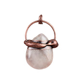 Antique Bronze Wrapped Waterdrop Gemstone Pendant - Gothic Romance Protective Crystal Talisman for Men Women