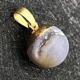 Natural Druzy Geode Sphere Pendant Raw Agate Crystal Ball Pendant Gold Silver Plated Cap Reiki Chakra Healing Stone Necklace Charm for Jewelry Making