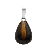 Natural Crystal Teardrop Pendant Necklace, Polished Gemstone Water Drop Sweater Chain for Women, Healing Stone Jewelry