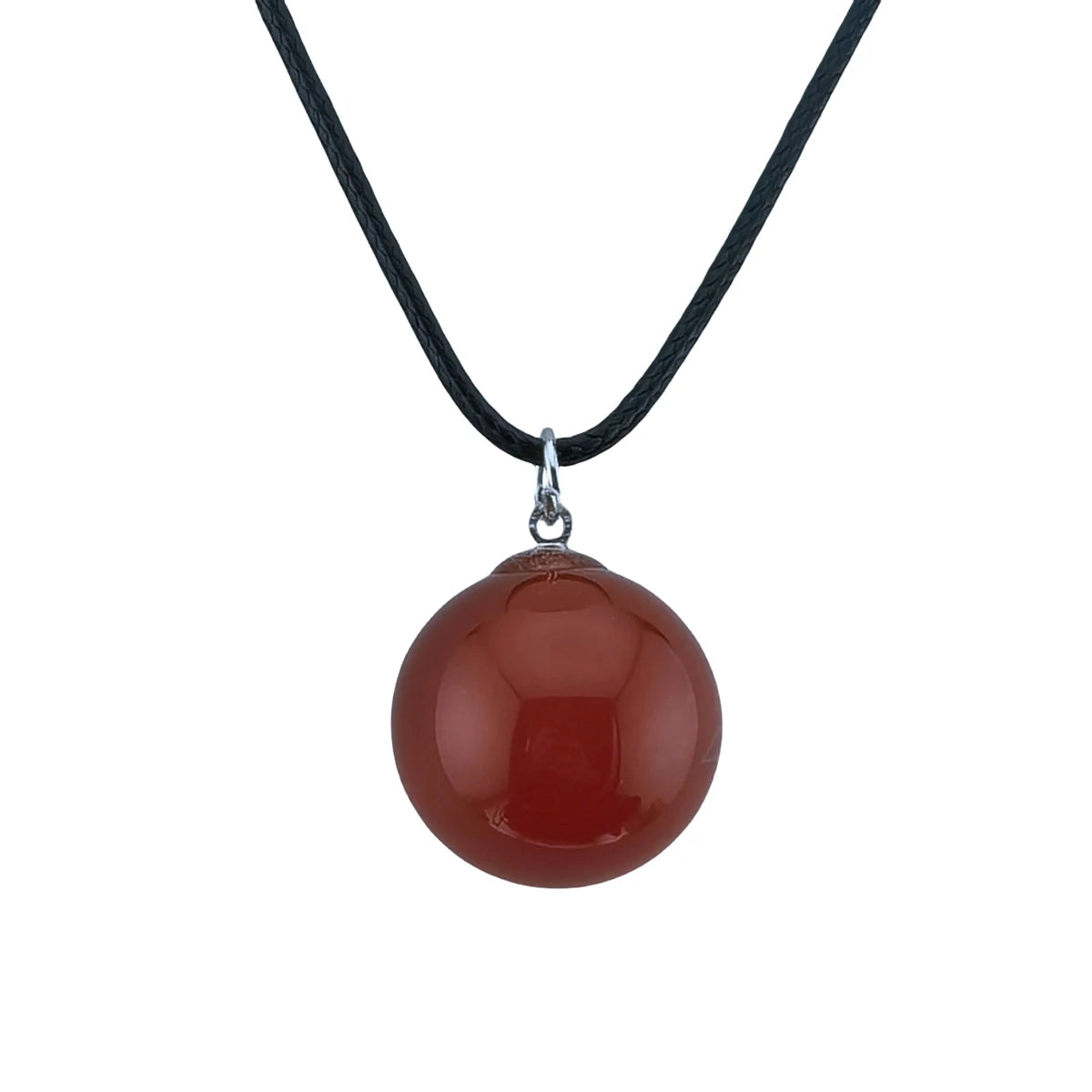 20mm Natural Crystal Sphere Pendant With Black Wax Cord, Round Gemstone Ball Chakra Healing Necklace Charms For DIY Jewelry Making & Friendship Gift