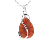 Teardrop Natural Gemstone Wire‑Wrapped Silver Pendant, Handmade Silver Metal Frame Water Drop Crystal Stone Pendant Reiki Chakra Healing Gem Charm Necklace for DIY Jewelry Making