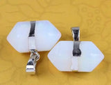 Gold Wrapped Double Point Natural Crystal Pendant, Chakra Healing Stone Point Charm for Necklace Jewelry Making