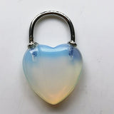 Natural Crystal Heart Lock Pendant Charms, Chakra Stone Beads for DIY Necklace Jewelry Making