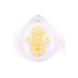 Hamsa Hand Fatima Pendant | 33mm Natural Teardrop Crystal Spiritual Protection Energy Jewelry